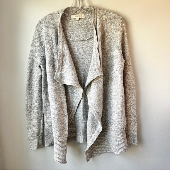 LOFT Grey Marled Cascade Open Cardigan - Picture 1 of 8